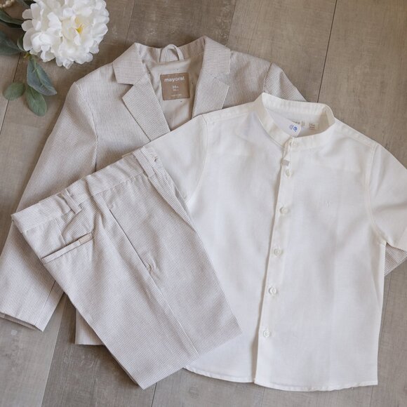 Cotton Linen Dressy Pant Trouser Suit Separates Adjustable Waist Ring Bearer NWT - Picture 8 of 9